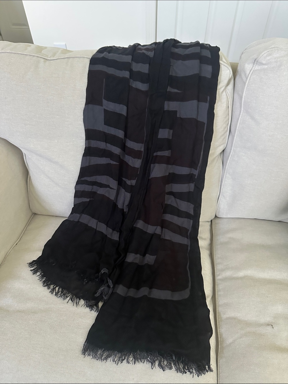 Calvin Klein Black and Gray Striped Men's Scarf